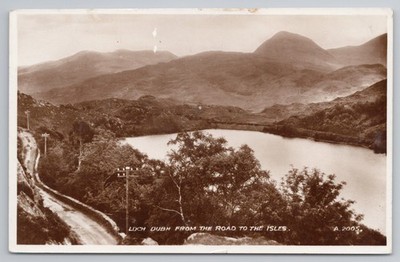 RPPC Loch Dubh Road to the Isles Scottish Highlands 1940s Valentine Topography