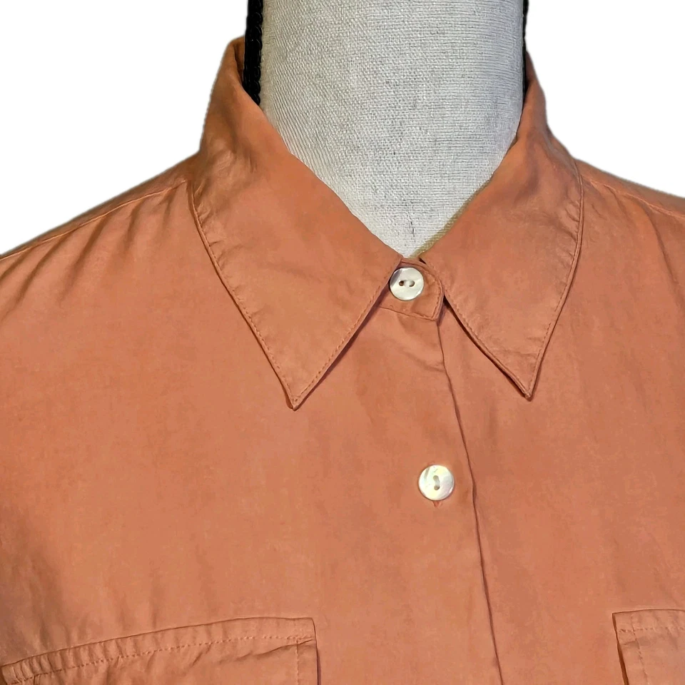 100% Silk Coral/Peachy Button up Shirt Womens SZ 8 Casual Dressy Business Preppy - Image 3 of 4