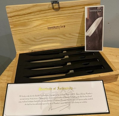 Kamikoto Steak Knives Set (4)  in Ash Wood Box