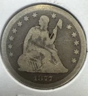 1877 CC Seated 90% Liberty Silver Quarter from Carson City Mint