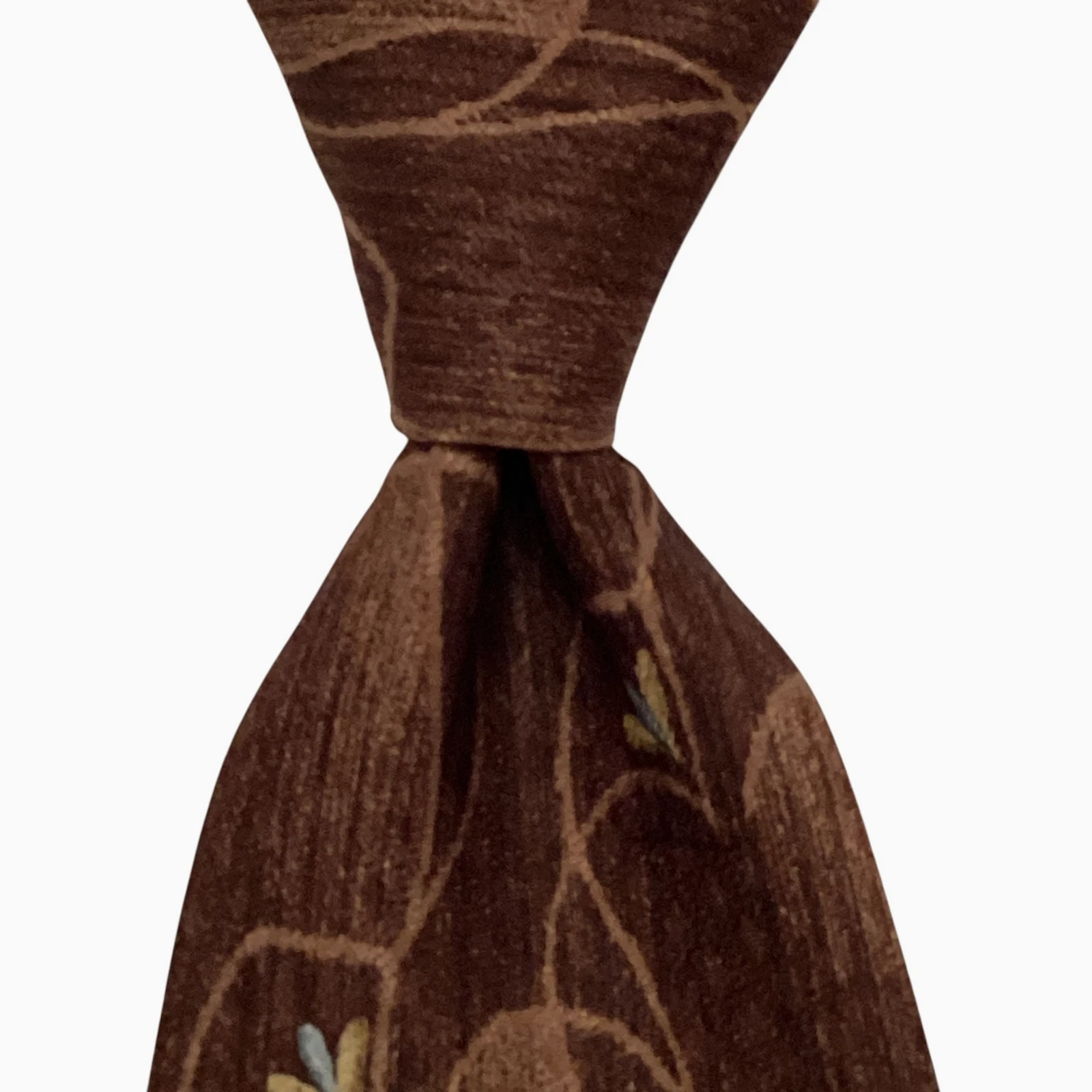 VILLA BOLGHERI Men's 100% Silk Necktie ITALY Designer FLORAL Geometric Brown EUC image 1