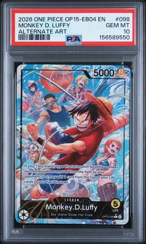 2026 ONE PIECE OP15-EB04-ADVENTURE ON KAMI'S ISLAND #098 MONKEY D. LUFFY PSA 10