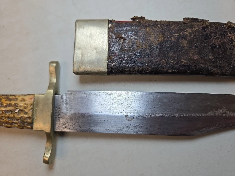 Боковой нож времен гражданской войны США с ножнами - сапожный кинжал - Barclay & Bros. Sheffield - Изображение 3 из 4