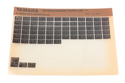 #ad OEM Yamaha AN002 241 1982 SECA XJ650RJ Parts List Microfiche Rev:10 7 1983 $10.45