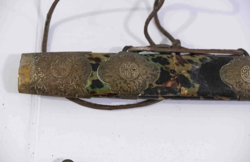 Antique Chinese Jian Sword w/ Scabbard – Iron Blade, Brass Fittings - Image 4 of 4