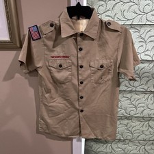 Boy Scout BSA UNIFORM Tan SHIRT Youth Large Short Sleeve V81