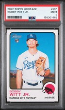 2022 TOPPS HERITAGE #520 BOBBY WITT JR. ROOKIE RC PSA 9