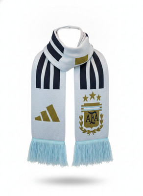 Adidas AFA Argentina Soccer Scarf NWT Ice Blue White Gold Navy Knit Fringe Fan