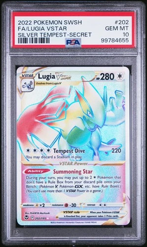 Lugia VSTAR 202/195 PSA 10 Rainbow Secret Rare | Pokémon SWSH Silver Tempest