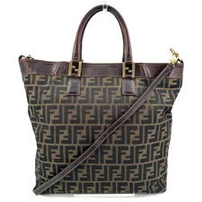 Fendi Shoulder Bag  Hand Bag 2Way Zucca  Canvas Leather Aurhentic 267T253