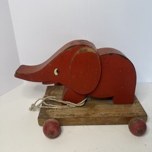 Vintage Pull Elephant HABA Wooden Toy 40s
