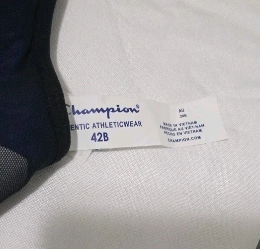 Sujetador deportivo Champion para mujer 42B azul negro cremallera frontal alto impacto atlético B1525 Foto 3 de 4