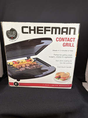 Chefman Portable Contact Grill for Steak Burger Chicken and Vegetables Unused