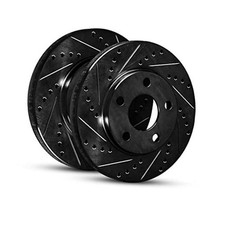 Rear Brake Rotors Fits 2010-2026 Audi A3 | Drilled Slotted eLINE Black Disc