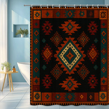 Colorful Boho Shower Curtain - Southwestern Design, Waterproof Fabric