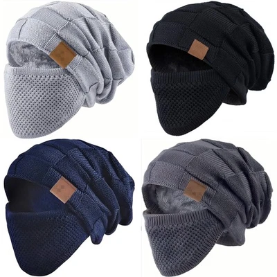 MARKENLOS Herren Mütze Fahrrad Helm Unterziehmütze Motorrad Winddicht Warm Fleecekappe Hut