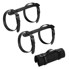 2-Pack Outdoor Picnic Blanket Carry Strap, 22.8" PU Leather Belt [Black]