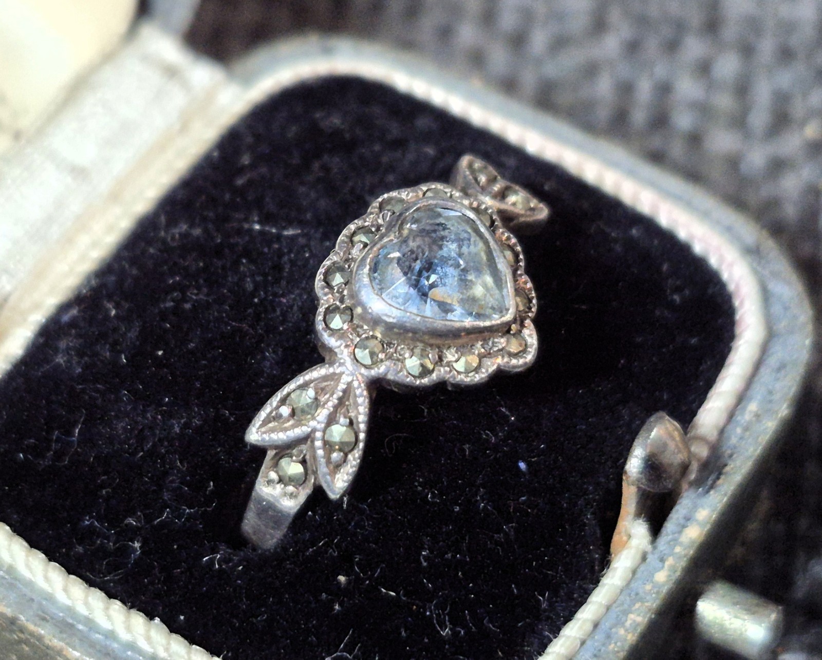 EXQUISITE Vintage Antique Solid SILVER Aquamarine… - image 2