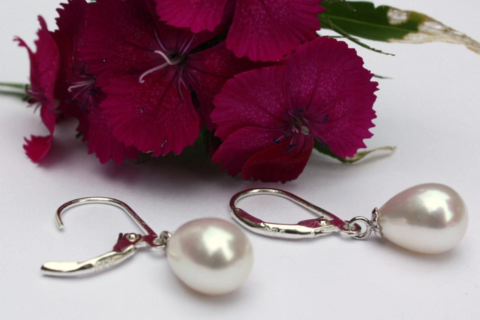 YR0029 echt Süßwasser Perlen Schmuck Ohrringe Ohrstecker Ohrhänger 925 Silber - Bild 1 von 1
