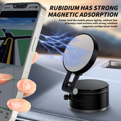 360 Vacuum Strong Magnetic Phone Holder Suction Cup Car Stand Foldable Car Mount - Photo 2 sur 14