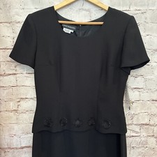 Donna Morgan Womens 8 Black Beaded Button Back Short Sleeve Long Formal Dress