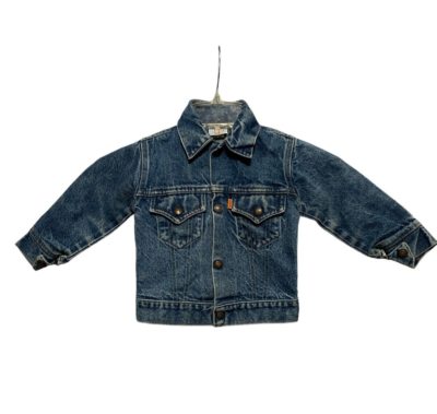 Vintage 70s Little Levis Kids 4T/5T Blue Denim Trucker Orange Tab