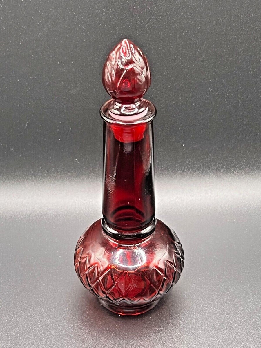 Vintage Avon “To A Wild Rose” Cologne Ruby Red Glass Perfume