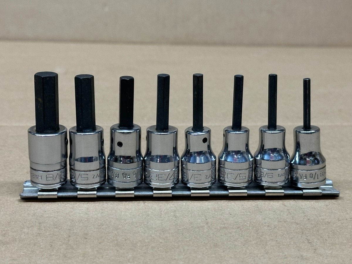 Snap-On 8pc SAE Hex Allen Bit Socket Set - 3/8 Snap-On 8pc SAE Hex Allen Bit Socket Set - 3/8