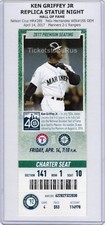 Ken Griffey Jr STATUE NIGHT 2017 Mariners Rangers 4/14 CHARTER Ticket JUNIOR KID