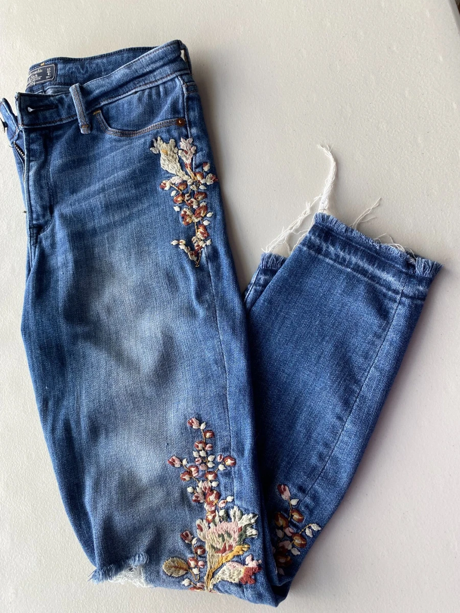 Abercrombie and fitch embroidered jeans sale