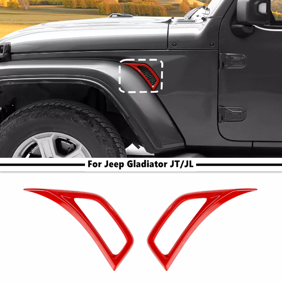 For Jeep Gladiator JT/JL 2018-2025 ABS Red Car Leaf plate Air Inlet Trim Cover