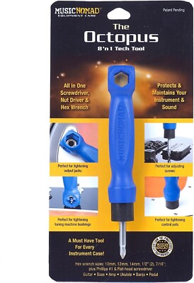 MusicNomad Equipment Care MN227 The Octopus 8  N 1 Tech Tool blau standart