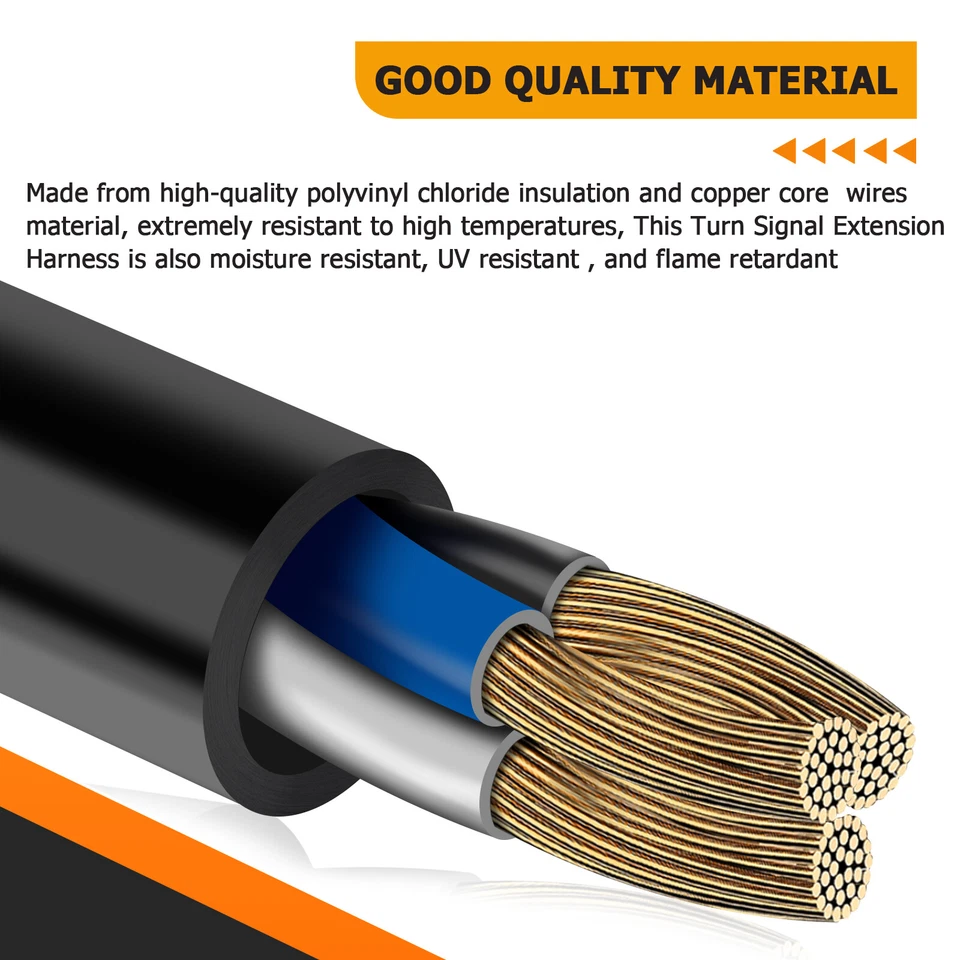 12" 14" Bar Turn Signals Extension Wire Harness for Harley Street Bob Breakout - Изображение 4 из 4