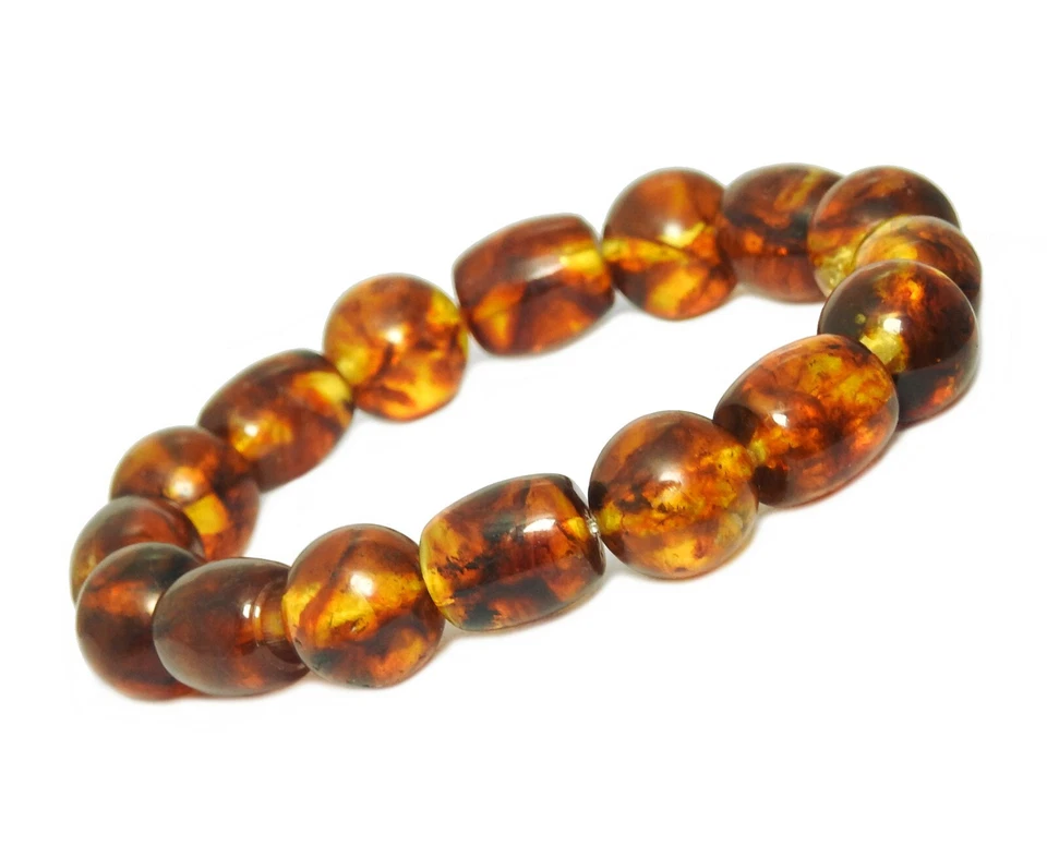 Bernstein Armband (Frauen- & Männer) Formen-Kombination Kugel + Walze cognac - Bild 1 von 1