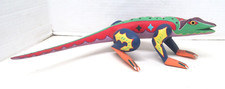 Lagarto Mexicano Alebrije Madera Tallada Firmado Artista Oaxaqueño L.M. Feliz 16"
