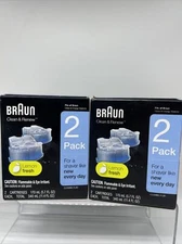 (2) Braun Clean & Renew Refill Cartridges Shaver Cleaner Solution Lemon Fresh2pk