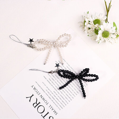 Korean Sweet Bow Beaded Phone Chain Simple Bowknot Mobile Phone Lanyard Keyc _ha - Picture 1 of 11