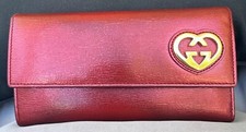 GUCCI 251861 PATENT GUCCISSIMA LOVELY HEART CONTINENTAL WALLET RED Authentic