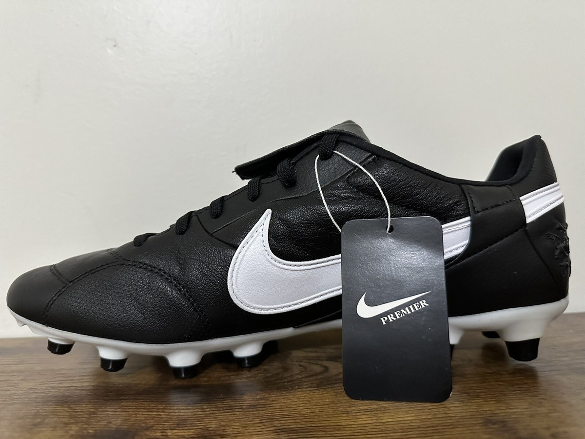 NIKE PREMIER III 3 FG BLACK WHITE SOCCER CLEATS AT5889-010 SIZE