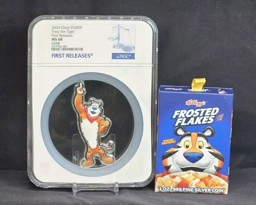 2024 CHAD 5000F - KELLOGG'S FROSTED FLAKES TONY THE TIGER - NGC MS68 SILVER COIN