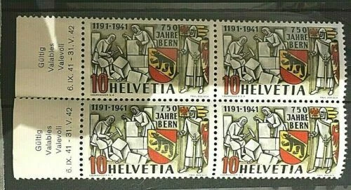 Timbres de Suisse avec 4 timbres avec 4 timbres