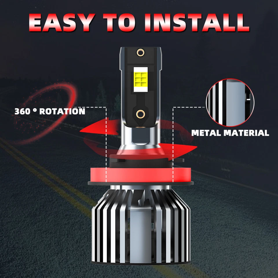 6X H1+H11+H11 LED Headlight Fog Light Bulbs For Jaguar X-Type 2002-2008 6000k - Image 3 of 4