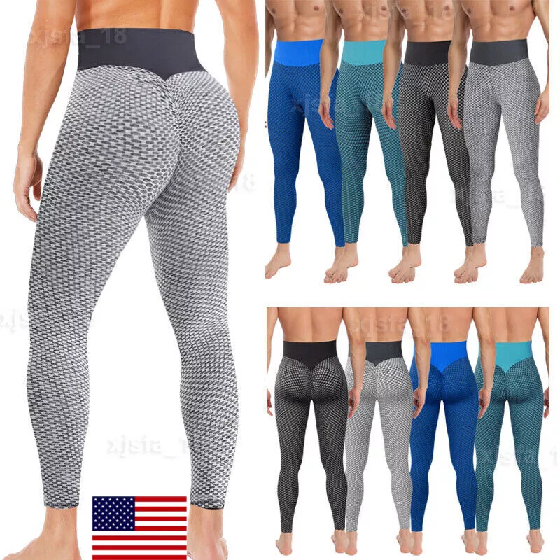 Men's TIK TOK Leggings Sports Gym Compression Pants Running Fitness Jogging  Yoga