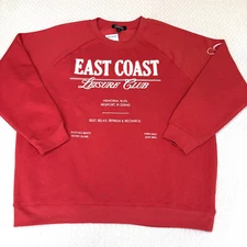 Vinyl Mens Sweatshirt East Cost Leisure Club Rode Island Beach Soft Red New XL