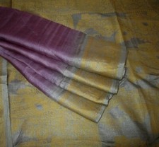 BVH WEARABLE PURE SILK Vintage Sari 5yds 21SEP3209 X06 E595 Purple Grey ABCKB