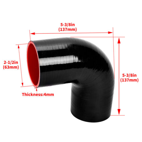 2.5" 63mm Universal Aluminum Turbo Intercooler Pipe Kit + Hose + Clamp Black - Picture 4 of 18