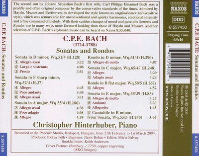 C.P.E. BACH: SONATAS AND RONDOS NEW CD