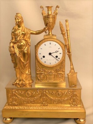 Antique French Empire Gilt Bronze clock of the goddess Demeter ca 1815