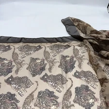 Vintage Leopard Animal Print Long Rectangle Scarf Hem Sheer 62” X 19” Polyester