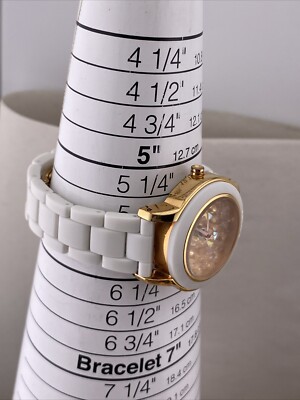 DKNY NY8017 with a clear acrylic band and crystal accents loved needs battery DKNY Pave Crystal Gold & White Acrylic Band Watch With New  main image 3